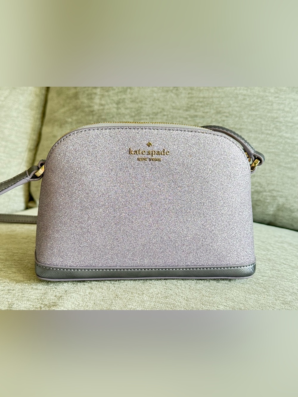 Kate Spade Lilac Frost Glitter Tinsel Small Dome Crossbody Bag